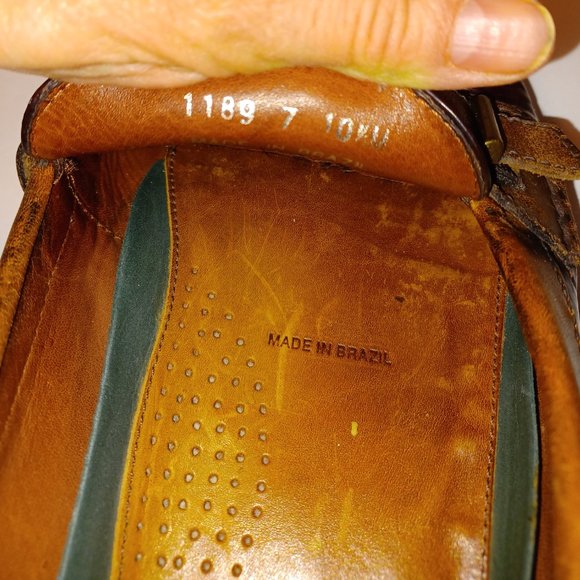 HS Trask Vintage Men's Loafers Buckle & Kilts Chestnut Brown/Dark Tan size:10.5M - Picture 9 of 12